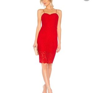 Bardot red lace dress